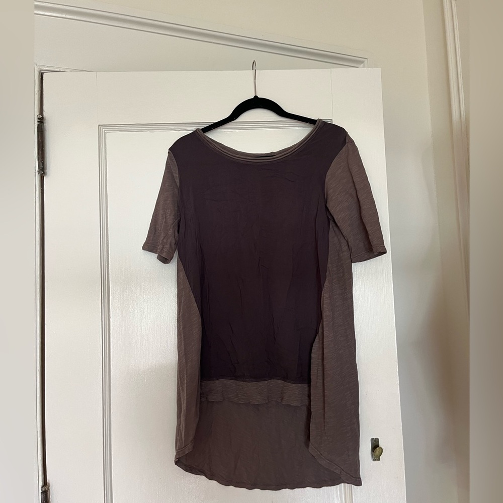 Chic Brown Patterned T-Shirt Size S from Anthropologie